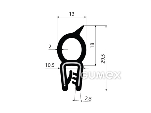 GUMMIPROFIL PIRELI U-FORM MIT OBERER DICHTUNG - DICHTUNG MIT ARMIERUNG - EPDM